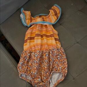 Matilda Jane Orange and Pink Striped Baby Romper